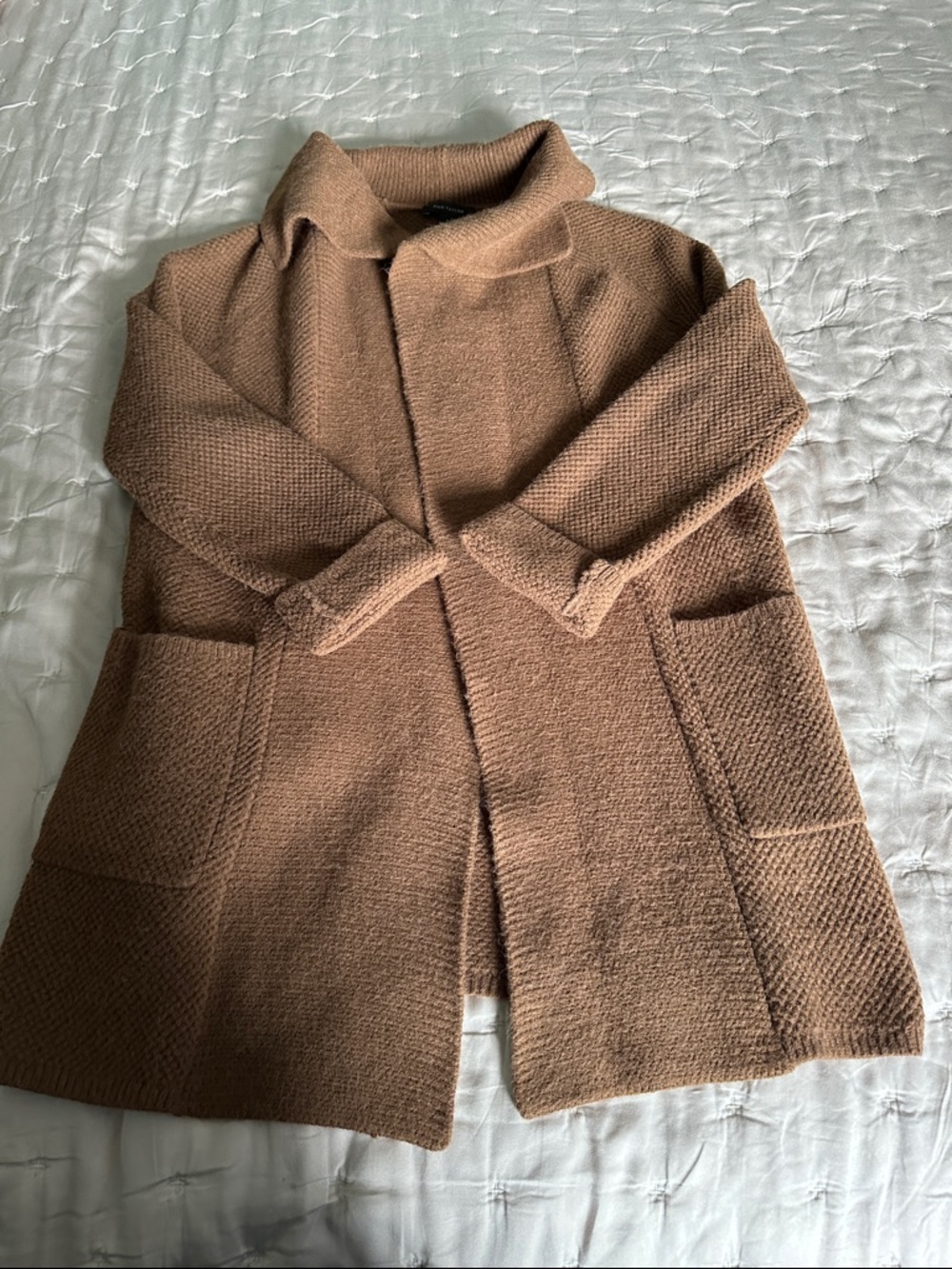 Ann Taylor Camel Open-Front Knit Cardigan